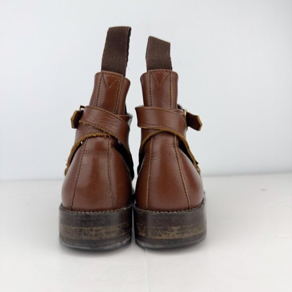 AIGLE Brown Leather Ankle Boots Tan β Chelsea French Booties EU 38 (37) US 7 - Picture 9 of 16